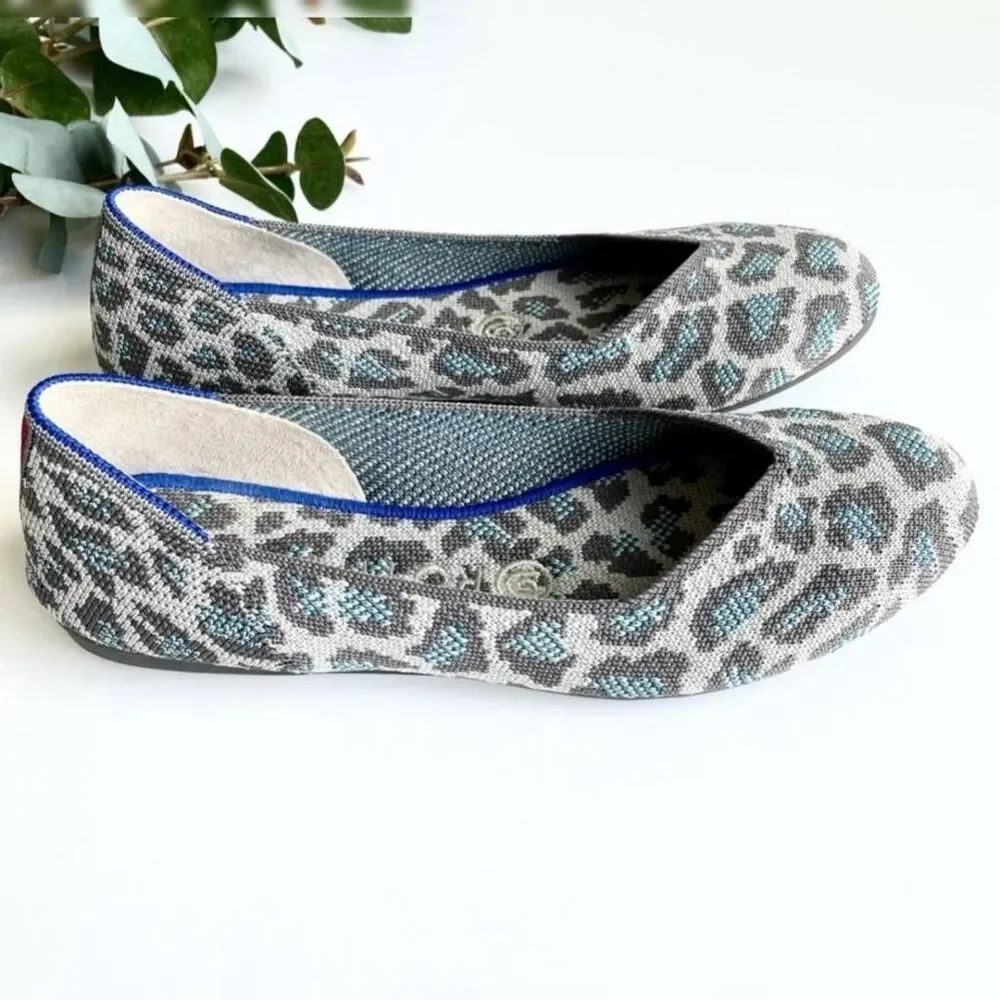 ROTHY'S Gray & Blue Leopard Print Flats | Size 7 | Retired - Picture 4 of 13